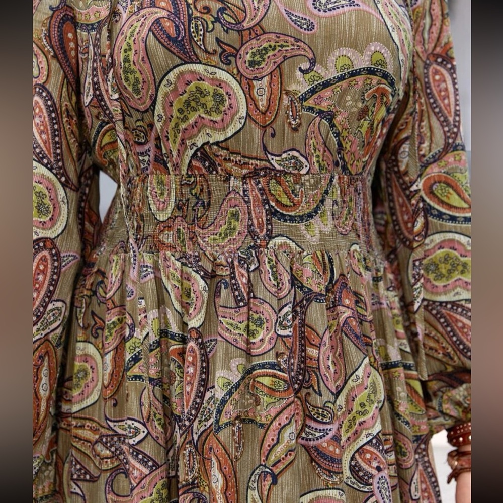 Boho gypsy purple floral print ruffle hem maxi dress - Picture 6 of 6